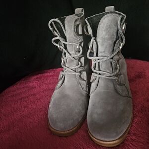 Sorel Gray Suede Lace-Up Ankle Boots